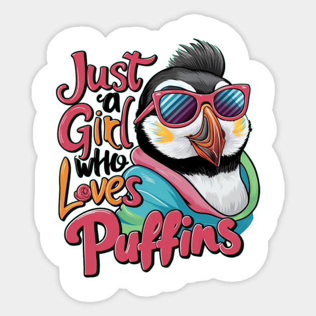 Just A Girl Who Loves puffins Sticker by alby store